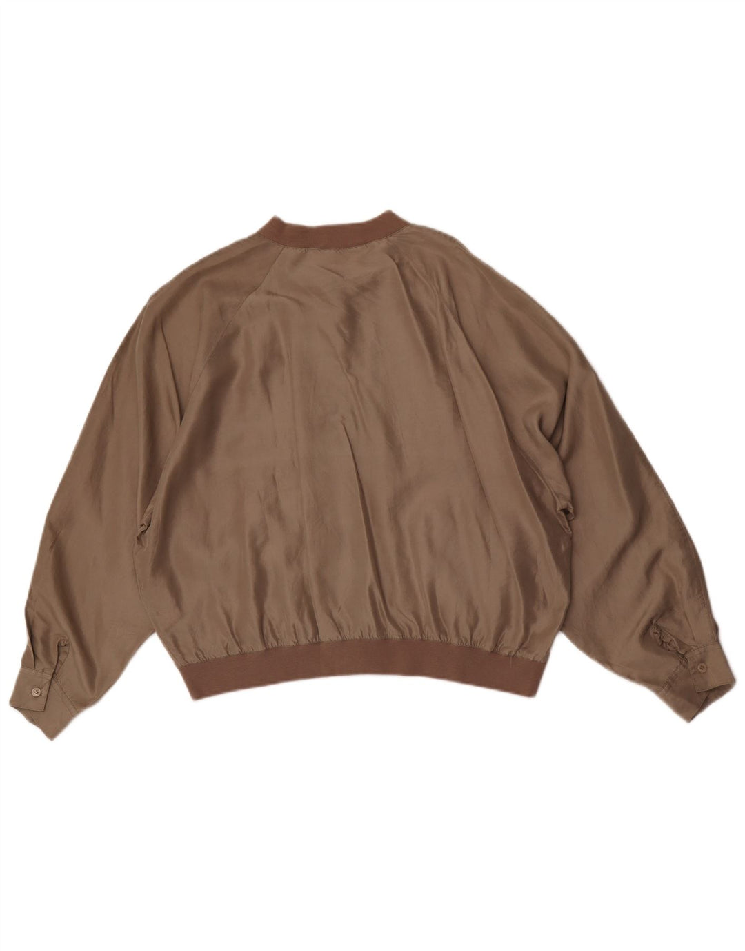 Marco Pecci Womens Oversized Bomber Jacket IT 42 Medium Brown Silk