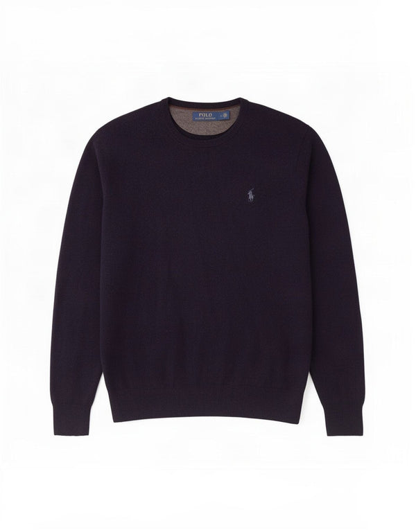 Polo Ralph Lauren Mens Crew Neck Jumper Sweater Medium Navy Blue Wool