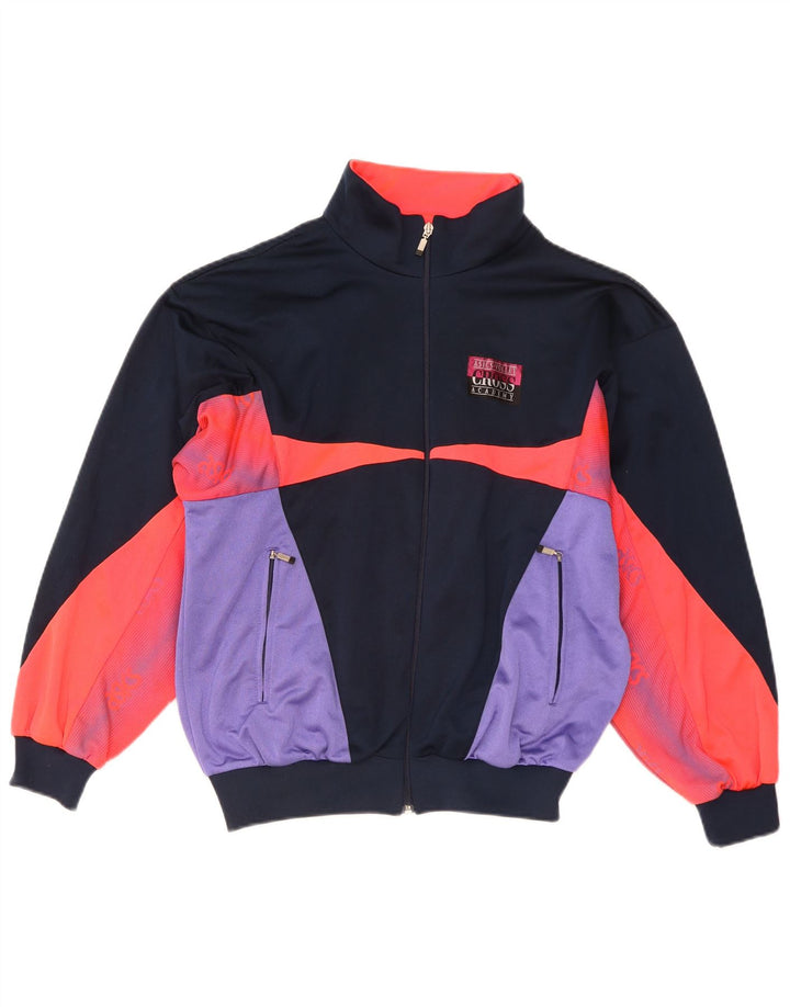 ASICS Mens Graphic Tracksuit Top Jacket IT 50 Medium Navy Blue Colourblock