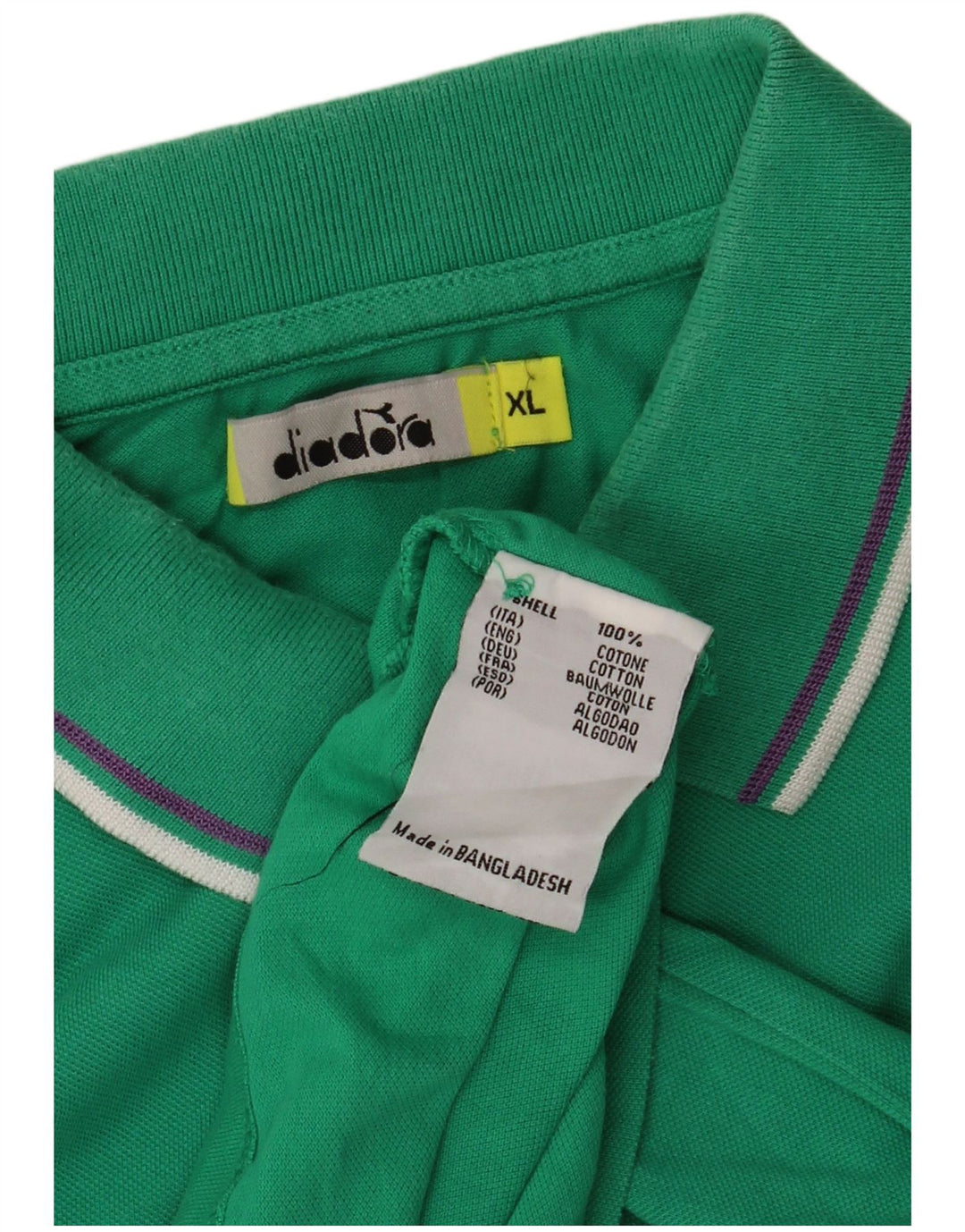 Diadora Mens Polo Shirt XL Green Cotton