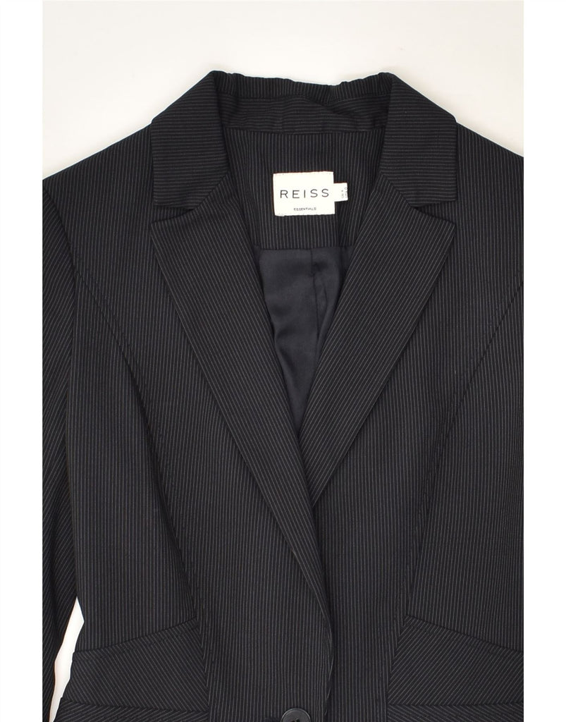 REISS Womens 1 Button Blazer Jacket UK 4 XS  Black Pinstripe Viscose | Vintage Reiss | Thrift | Second-Hand Reiss | Used Clothing | Messina Hembry 