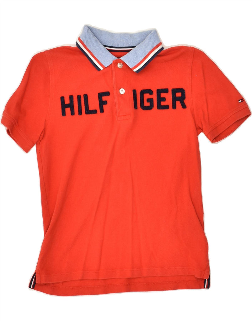 TOMMY HILFIGER Boys Graphic Polo Shirt 8-9 Years Medium Red Cotton | Vintage Tommy Hilfiger | Thrift | Second-Hand Tommy Hilfiger | Used Clothing | Messina Hembry 