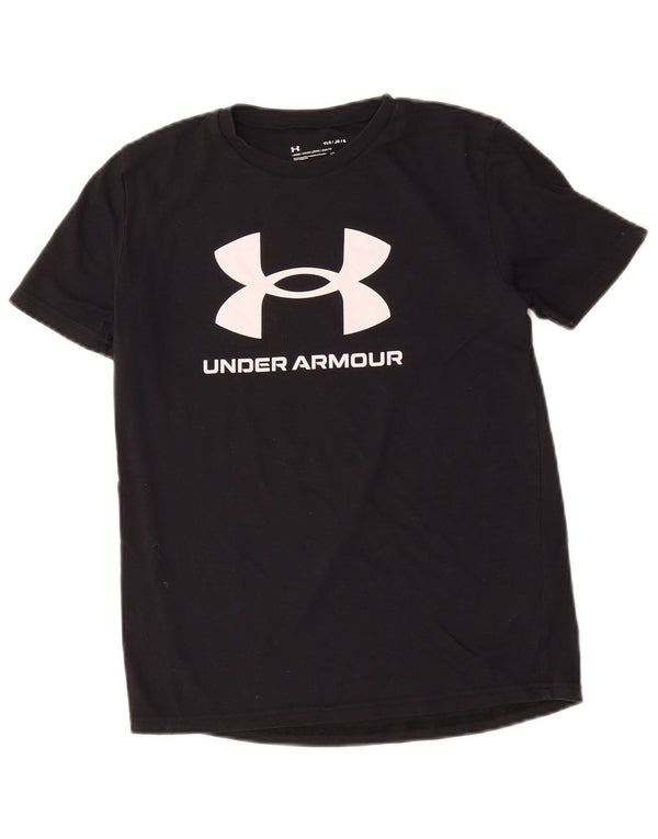 Under Armour Boys Heat Gear Graphic T-Shirt Top 11-12 Years Large Black