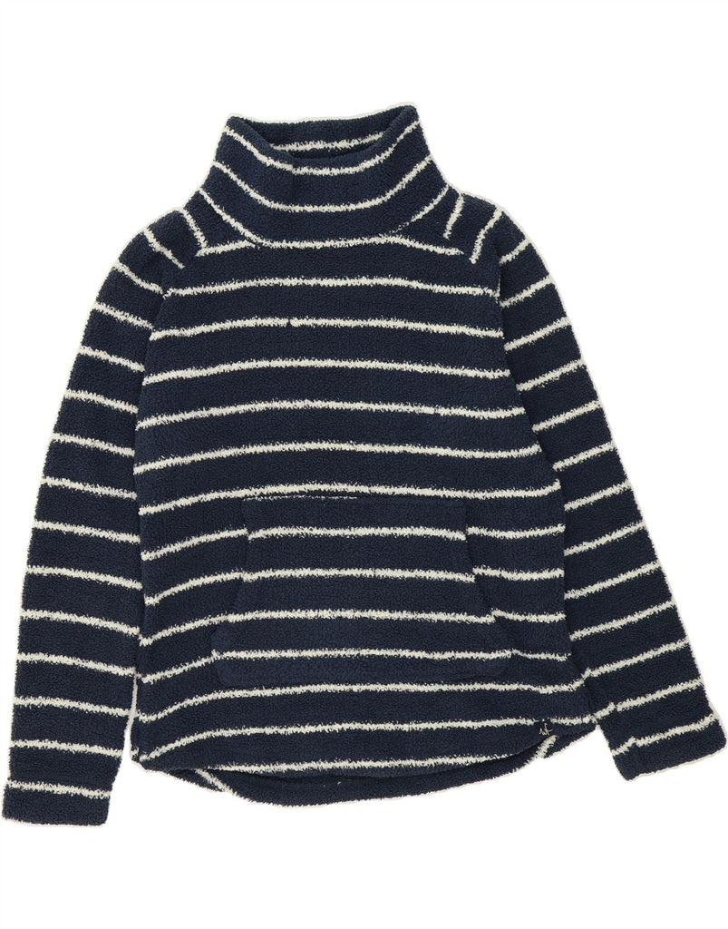 WEIRD FISH Womens Fleece Jumper UK 14 Large  Navy Blue Striped Polyester Vintage Weird Fish and Second-Hand Weird Fish from Messina Hembry 