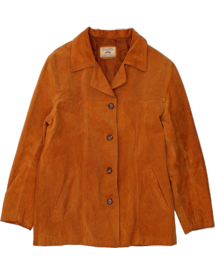 VINTAGE Womens Suede Jacket UK 12 Medium Brown Leather Vintage Vintage and Second-Hand Vintage from Messina Hembry 