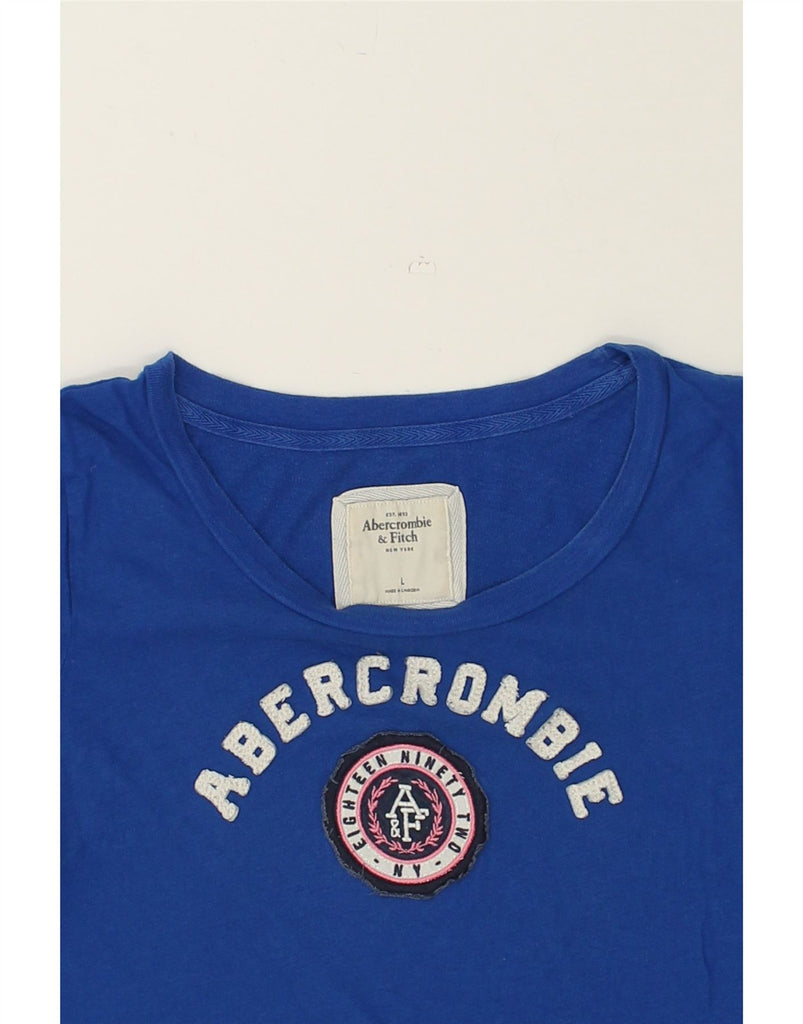 ABERCROMBIE & FITCH Womens Graphic T-Shirt Top UK 14 Large Blue Cotton | Vintage Abercrombie & Fitch | Thrift | Second-Hand Abercrombie & Fitch | Used Clothing | Messina Hembry 