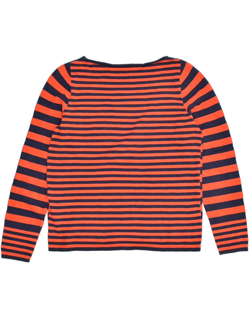 TOMMY HILFIGER Womens Boat Neck Jumper Sweater UK 10 Small Orange Striped | Vintage Tommy Hilfiger | Thrift | Second-Hand Tommy Hilfiger | Used Clothing | Messina Hembry 