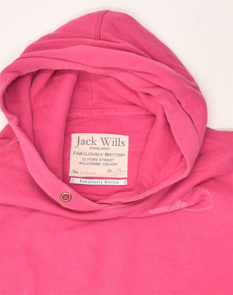 JACK WILLS Womens Graphic Hoodie Jumper UK 10 Small  Pink Cotton | Vintage Jack Wills | Thrift | Second-Hand Jack Wills | Used Clothing | Messina Hembry 