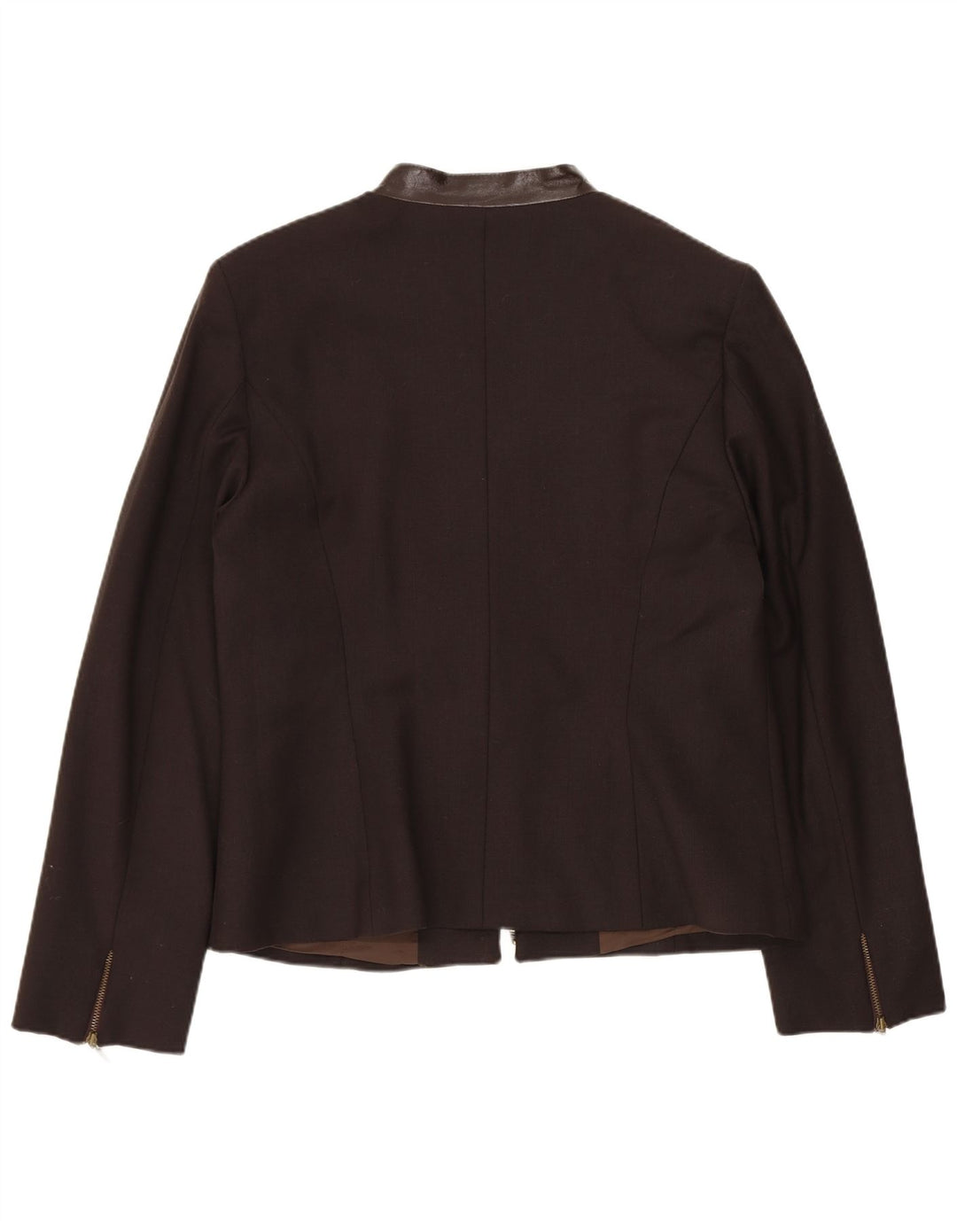 VINTAGE Womens Blazer Jacket IT 46 Large Brown Wool