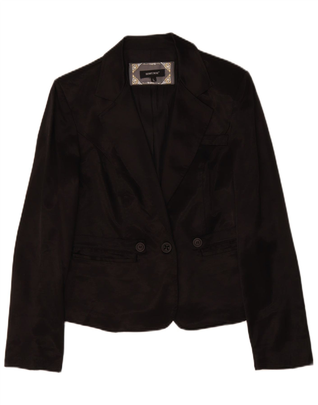 DENNY ROSE Womens 1 Button Blazer Jacket UK 14 Large Black Viscose