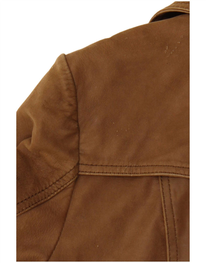 HEINE Womens Leather Coat IT 38 XS Brown Leather