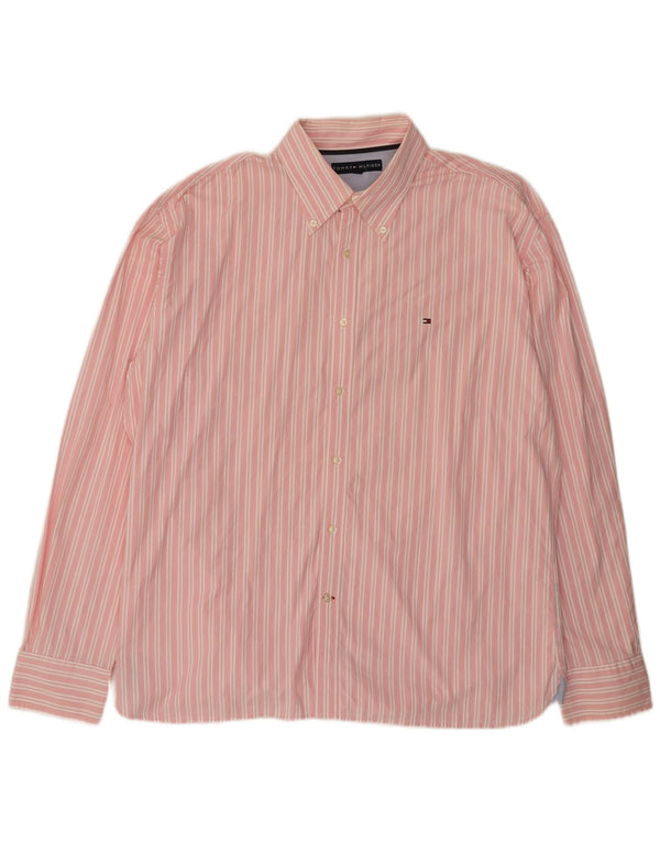 Tommy Hilfiger Mens Shirt 2XL Pink Pinstripe