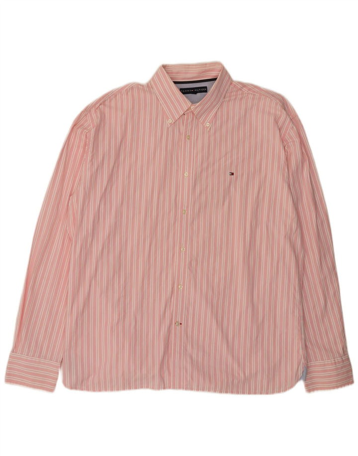 Tommy Hilfiger Mens Shirt 2XL Pink Pinstripe