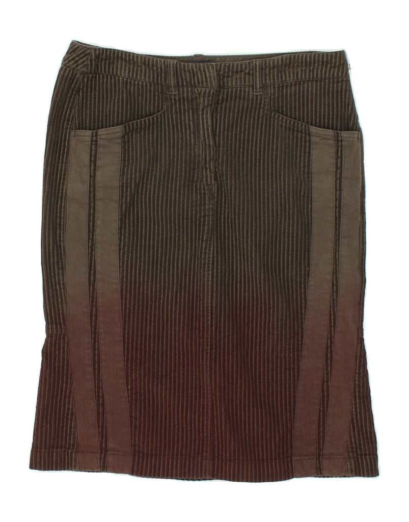 TRUSSARDI Womens Corduroy Skirt IT 40 Small W28 Grey Striped Cotton | Vintage Trussardi | Thrift | Second-Hand Trussardi | Used Clothing | Messina Hembry 