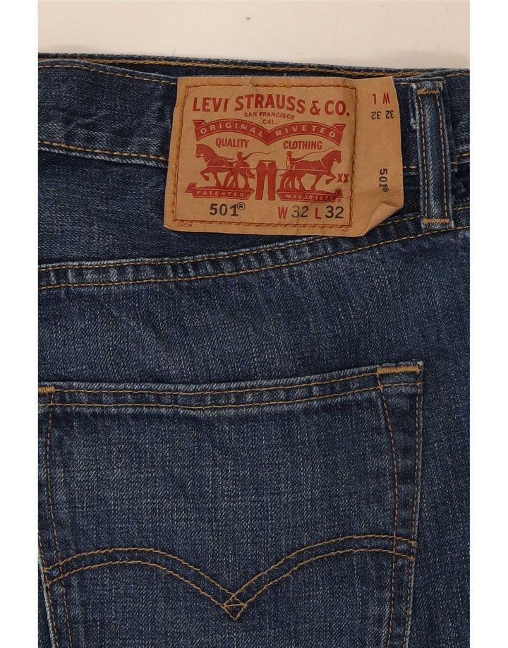 Levi's Mens 501 Straight Jeans W32 L32 Navy Blue Cotton