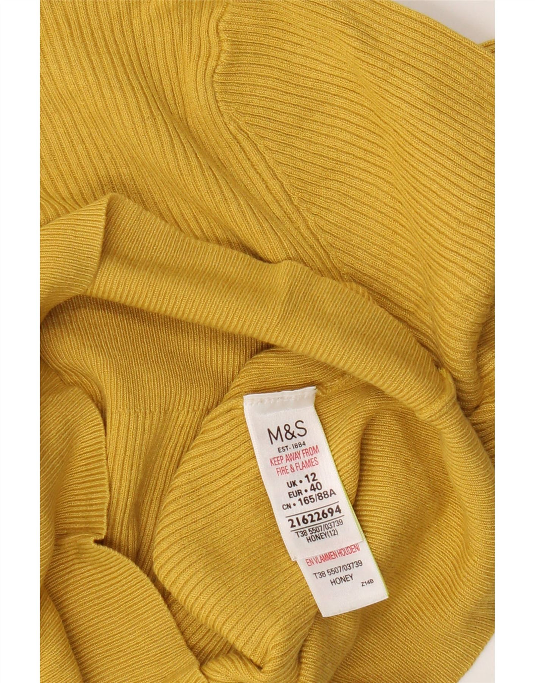 Marks & Spencer Womens Crew Neck Jumper Sweater UK 12 Medium Yellow Viscose