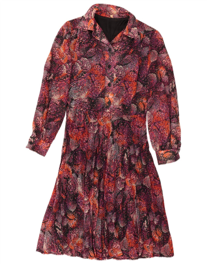 Vintage Womens Abstract Pattern Shirt Dress EU 40 Medium Burgundy