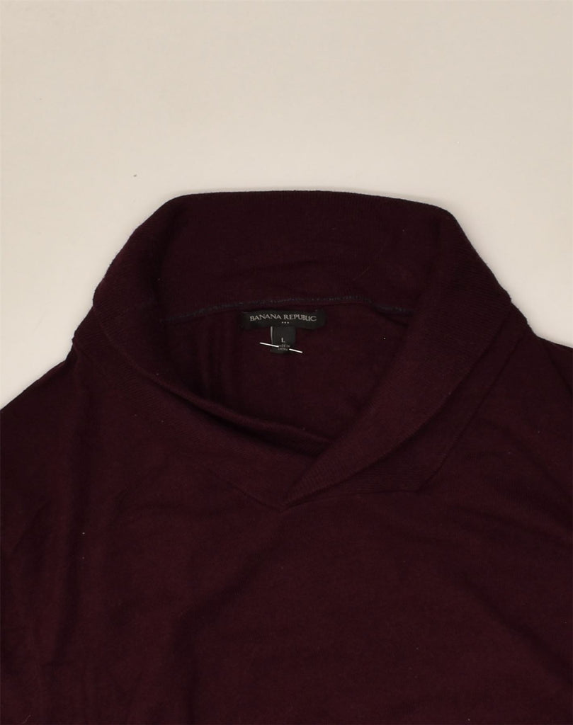 BANANA REPUBLIC Mens Shawl Neck Jumper Sweater Large Burgundy Cotton | Vintage Banana Republic | Thrift | Second-Hand Banana Republic | Used Clothing | Messina Hembry 