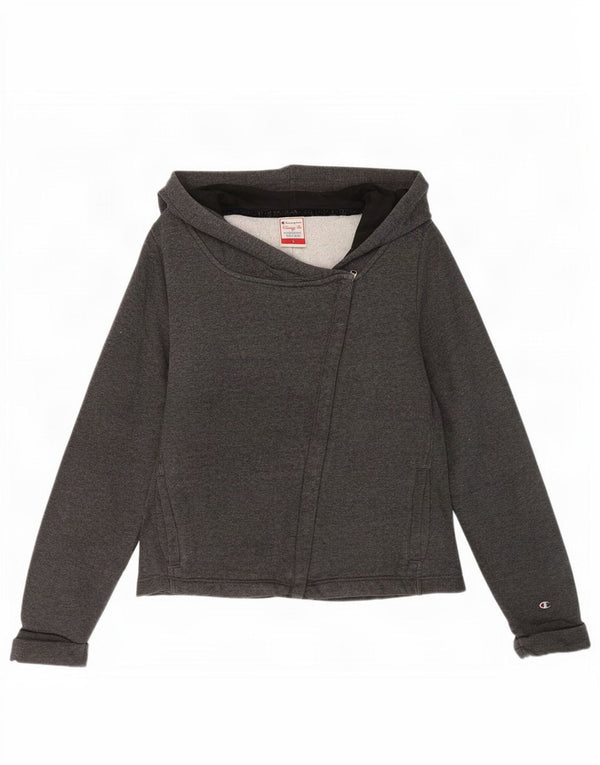 Champion Womens Heritage Fit Zip Hoodie Sweater UK 10 Small Grey Cotton