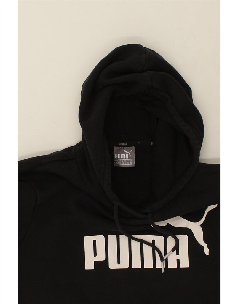 PUMA Womens Graphic Hoodie Jumper UK 18 XL Black Cotton | Vintage Puma | Thrift | Second-Hand Puma | Used Clothing | Messina Hembry 