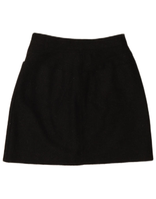 VINTAGE Womens A-Line Skirt IT 42 Medium W26  Black Wool