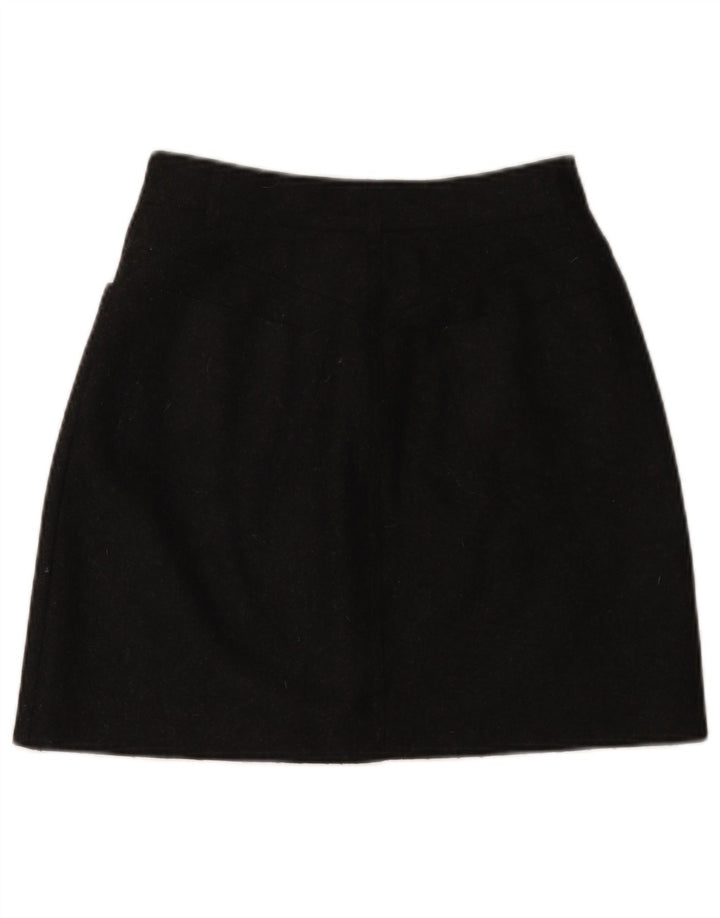 VINTAGE Womens A-Line Skirt IT 42 Medium W26  Black Wool