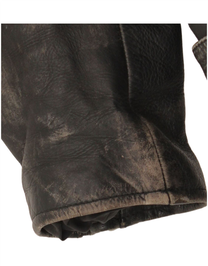 Vintage Mens Leather Biker Jacket UK 36 Small Black Biker