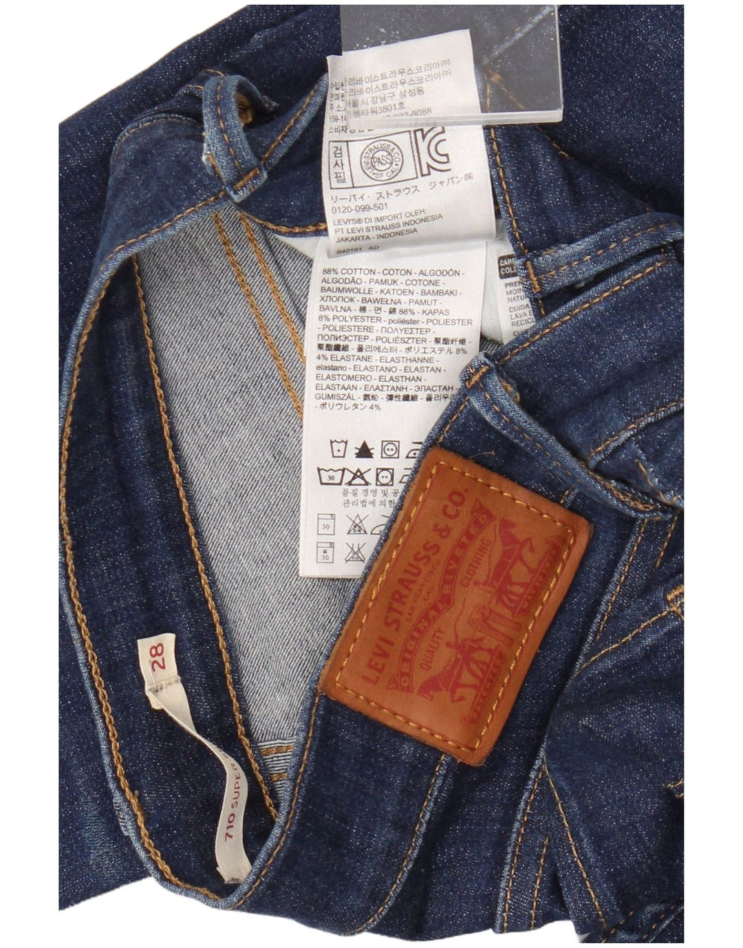 Levi's Womens 710 Super Skinny Jeans W28 L30 Navy Blue Cotton