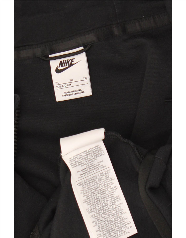 NIKE Boys Zip Hoodie Sweater 13-14 Years XL Black Cotton