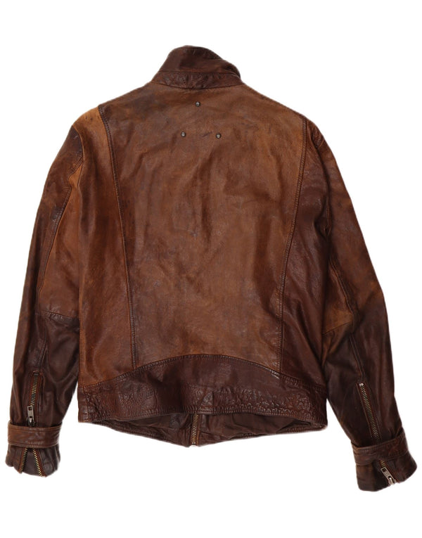 Be Edgy Mens Leather Jacket UK  38 Medium Brown Leather