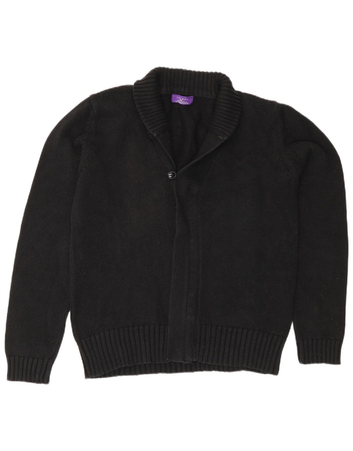 Zara Mens Cardigan Sweater Medium Black Cotton Classic