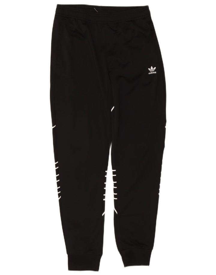 Adidas Boys Graphic Tracksuit Trousers Joggers 13-14 Years Black Polyester