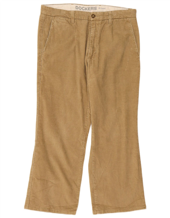 Dockers Mens Bootcut Corduroy Trousers W34 L26 Beige