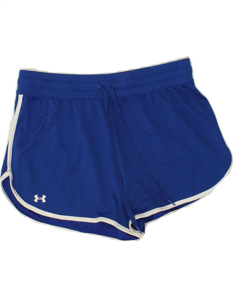 UNDER ARMOUR Womens Sport Shorts UK 12 Medium Blue Polyester | Vintage Under Armour | Thrift | Second-Hand Under Armour | Used Clothing | Messina Hembry 