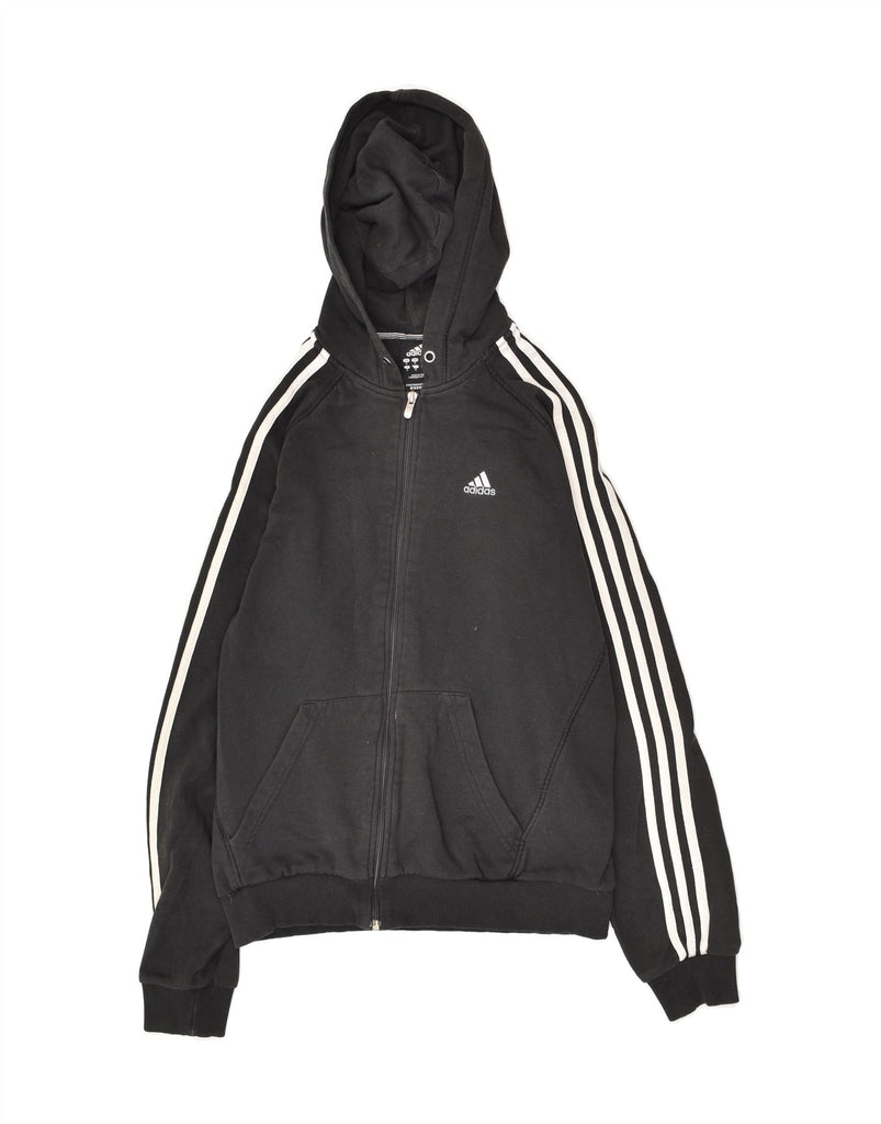 ADIDAS Womens Zip Hoodie Sweater UK 10 Small Black Cotton | Vintage Adidas | Thrift | Second-Hand Adidas | Used Clothing | Messina Hembry 