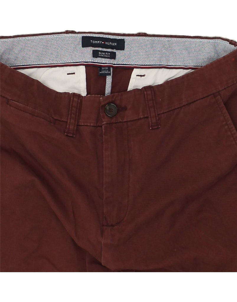 TOMMY HILFIGER Mens Slim Chino Trousers W31 L30 Brown Cotton | Vintage Tommy Hilfiger | Thrift | Second-Hand Tommy Hilfiger | Used Clothing | Messina Hembry 