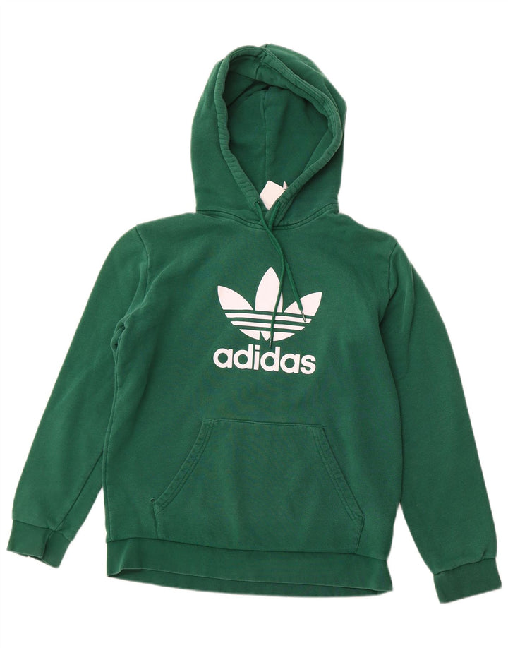 ADIDAS Mens Graphic Hoodie Jumper Medium Green Cotton