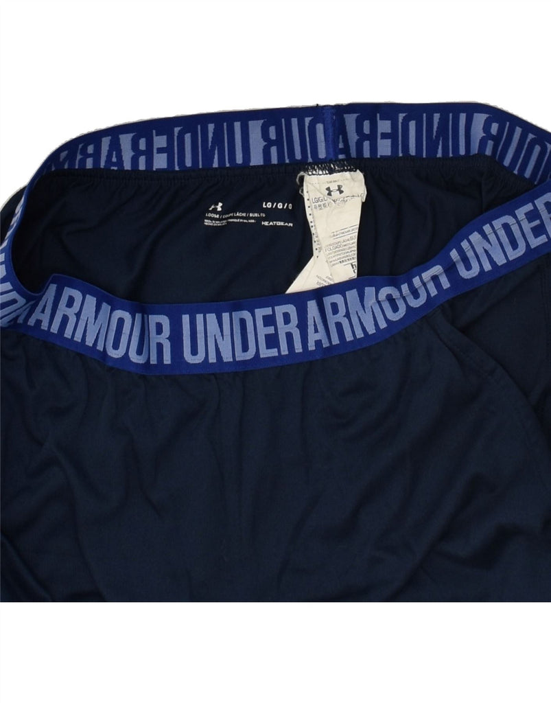 UNDER ARMOUR Mens Graphic Capri Tracksuit Trousers Large Navy Blue | Vintage Under Armour | Thrift | Second-Hand Under Armour | Used Clothing | Messina Hembry 