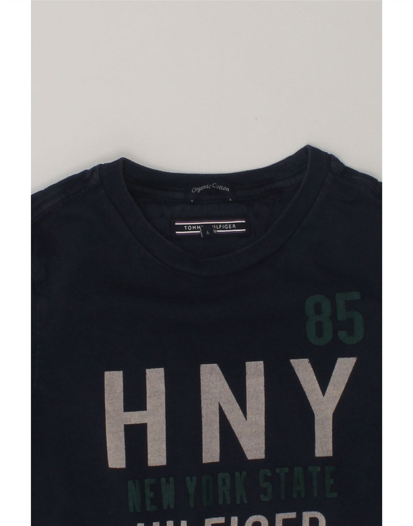 TOMMY HILFIGER Boys Graphic Top Long Sleeve 5-6 Years Navy Blue Cotton | Vintage Tommy Hilfiger | Thrift | Second-Hand Tommy Hilfiger | Used Clothing | Messina Hembry 