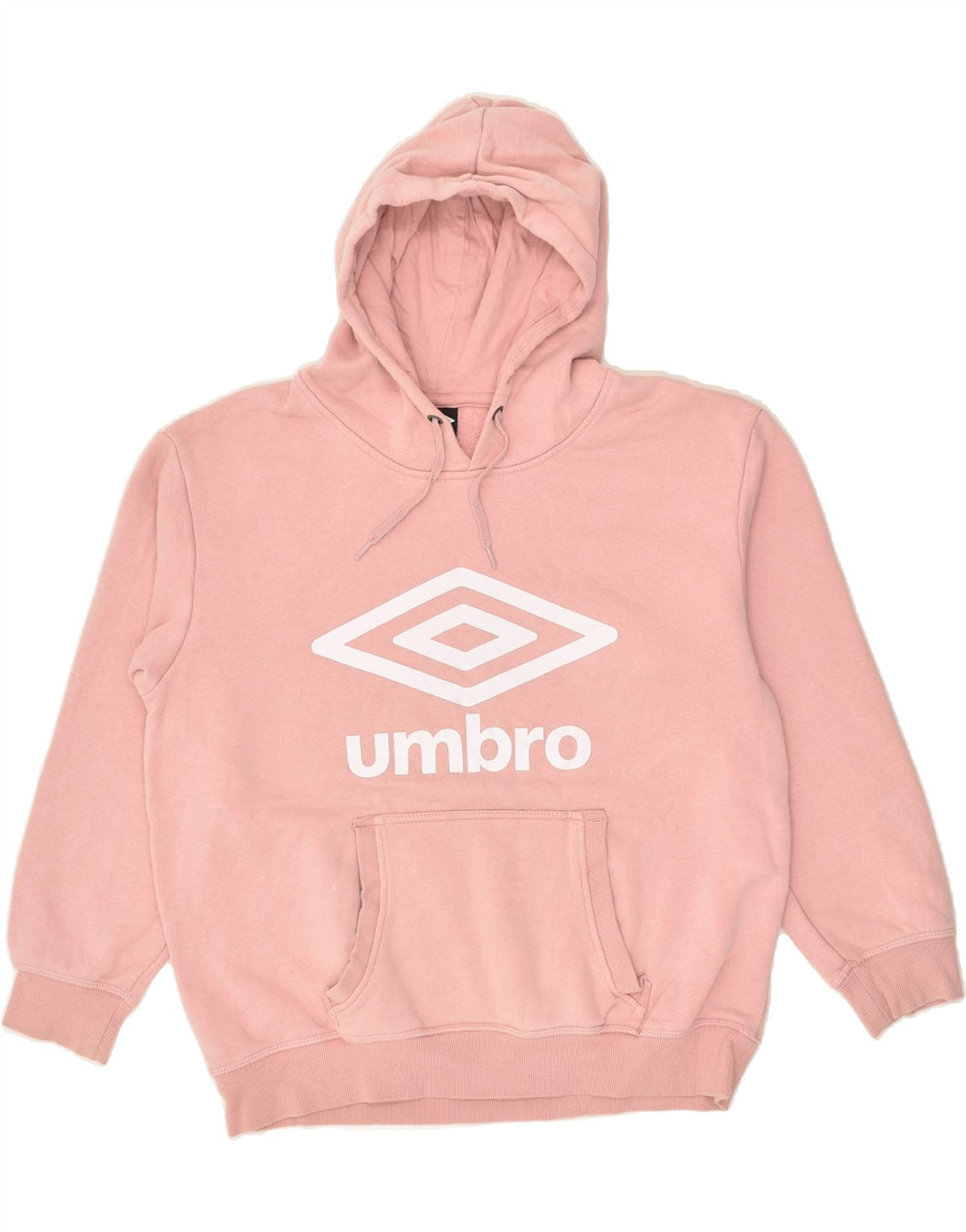 UMBRO Womens Graphic Hoodie Jumper UK 14 Medium Pink Cotton | Vintage Umbro | Thrift | Second-Hand Umbro | Used Clothing | Messina Hembry 