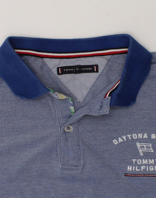 TOMMY HILFIGER Boys Polo Shirt 15-16 Years Blue Cotton