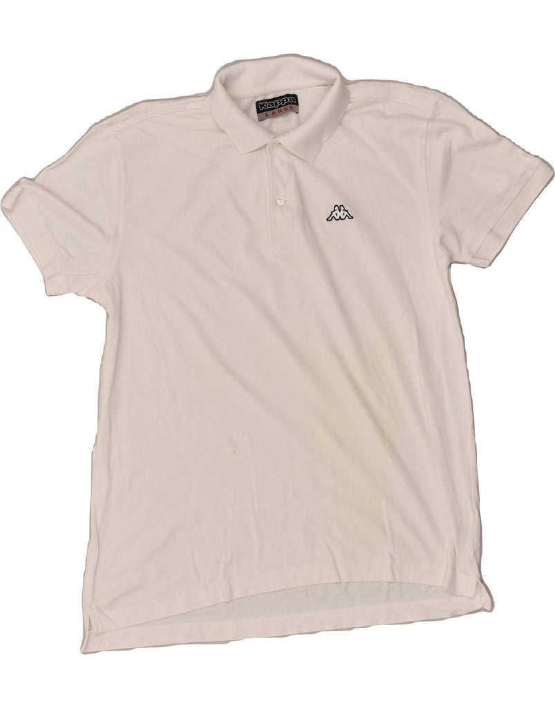 KAPPA Mens Polo Shirt Large White Cotton | Vintage Kappa | Thrift | Second-Hand Kappa | Used Clothing | Messina Hembry 