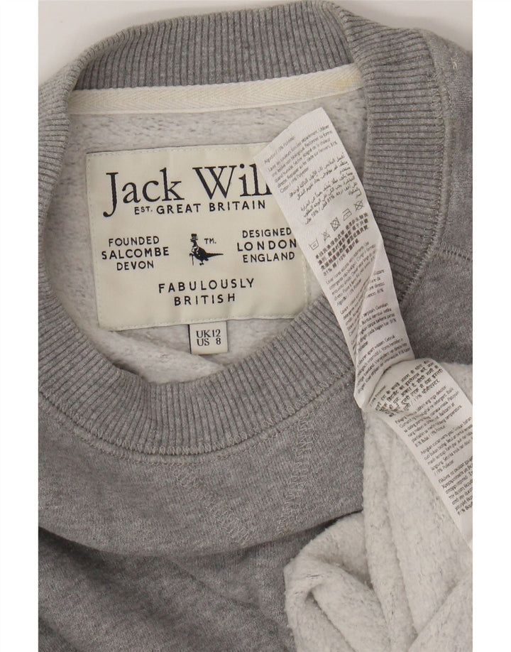 JACK WILLS Womens Oversized Sweatshirt Jumper UK 12 Medium Grey Cotton