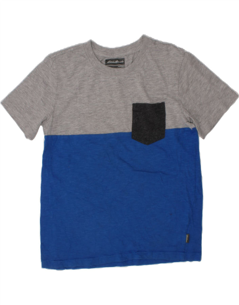 EDDIE BAUER Boys T-Shirt Top 10-11 Years Medium Blue Colourblock Cotton Vintage Eddie Bauer and Second-Hand Eddie Bauer from Messina Hembry 