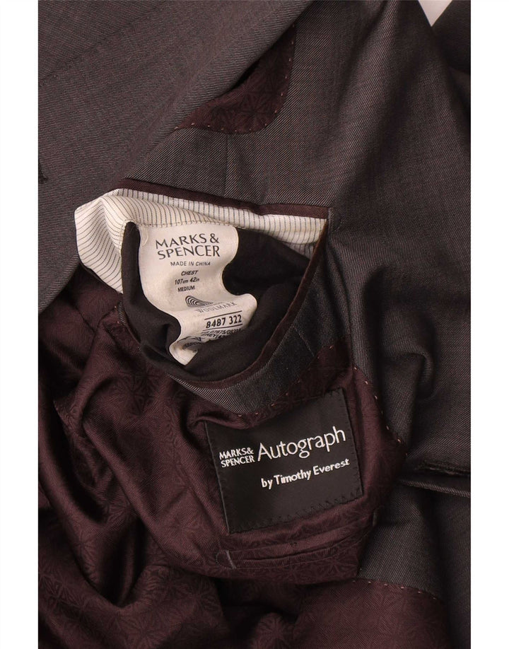 Marks & Spencer Mens Autograph 2 Button Blazer Jacket UK 42 Large Grey Wool