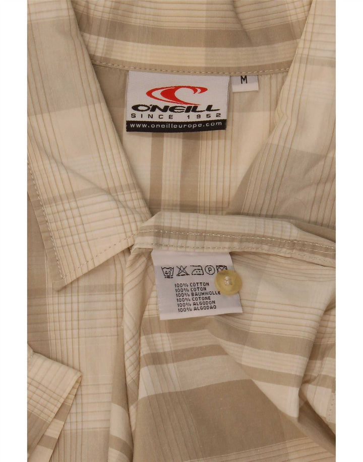 O'Neill Mens Short Sleeve Shirt Medium Beige Check Cotton
