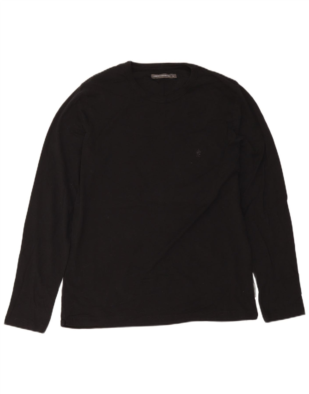 French Connection Mens Top Long Sleeve XL Black Cotton