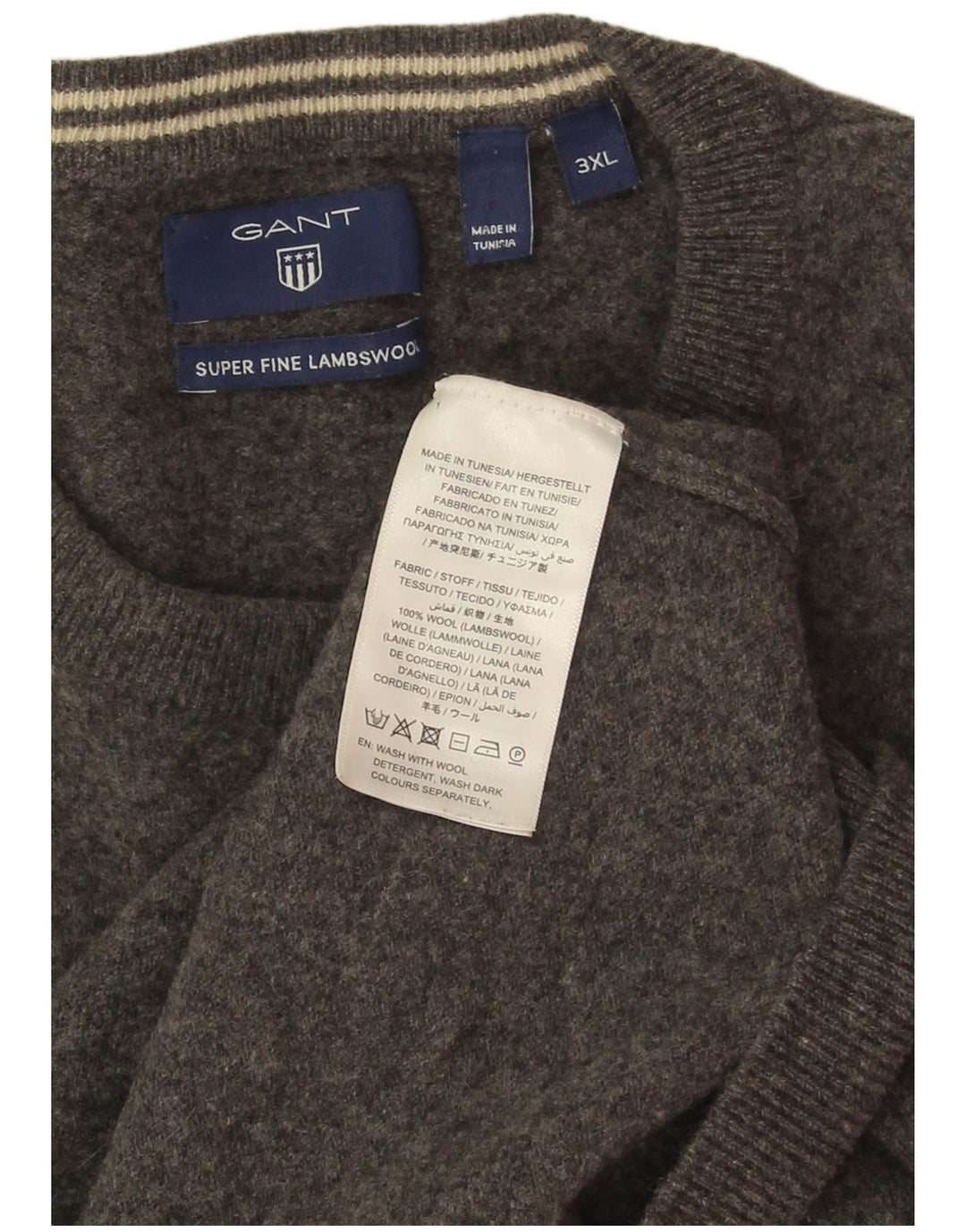 Gant Mens Crew Neck Jumper Sweater 3XL Grey Lambswool