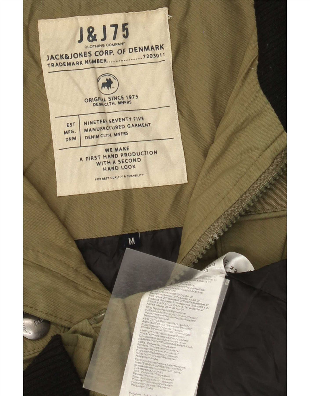 Jack & Jones Mens Hooded Utility Jacket UK 38 Medium Khaki Nylon