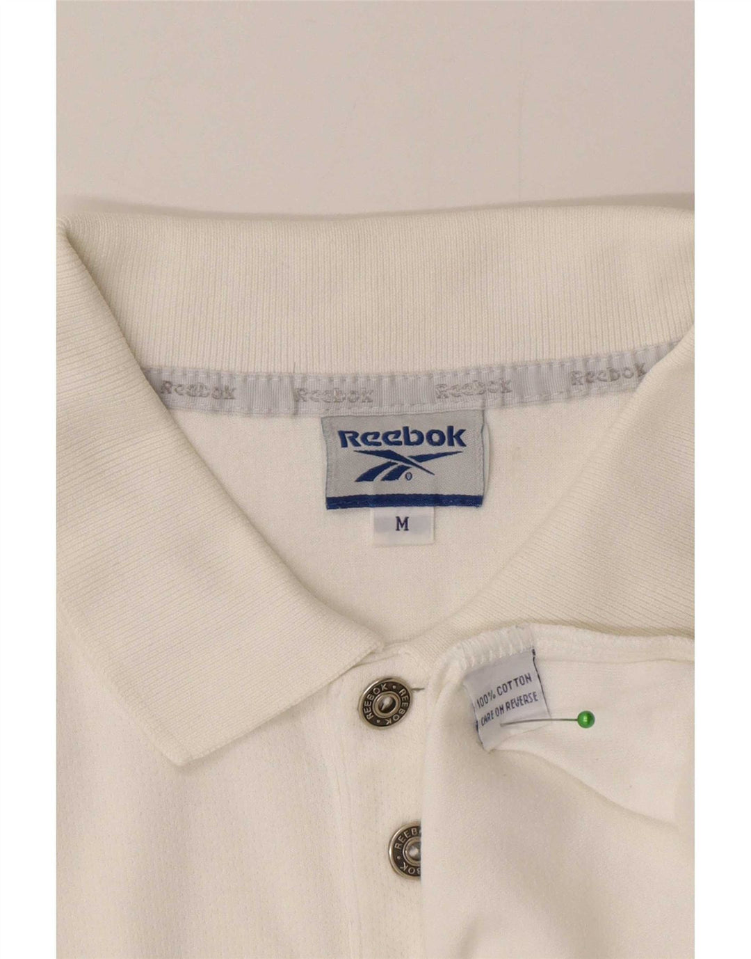 Reebok Mens Polo Shirt Medium White Cotton